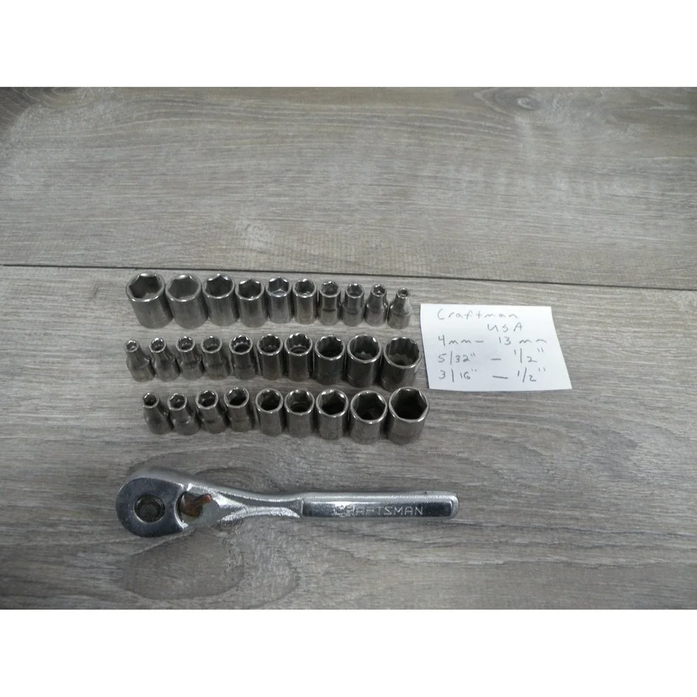 Craftsman USA Ratchet Socket Set Sae Metric 4mm-13mm 5/32-1/2 Deep Standard